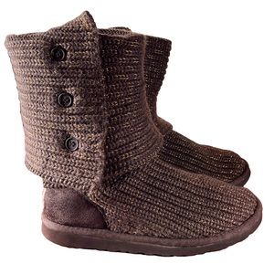 UGG CLASSIC CARDY BOOT IN BROWN AND GOLD METALLIC SIZE 8